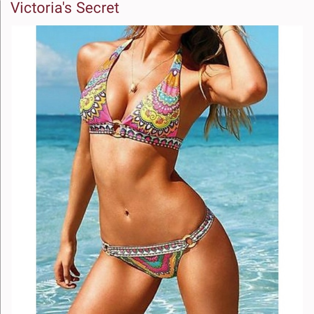 Victoria's Secret neon pink paisley boho bikini xs